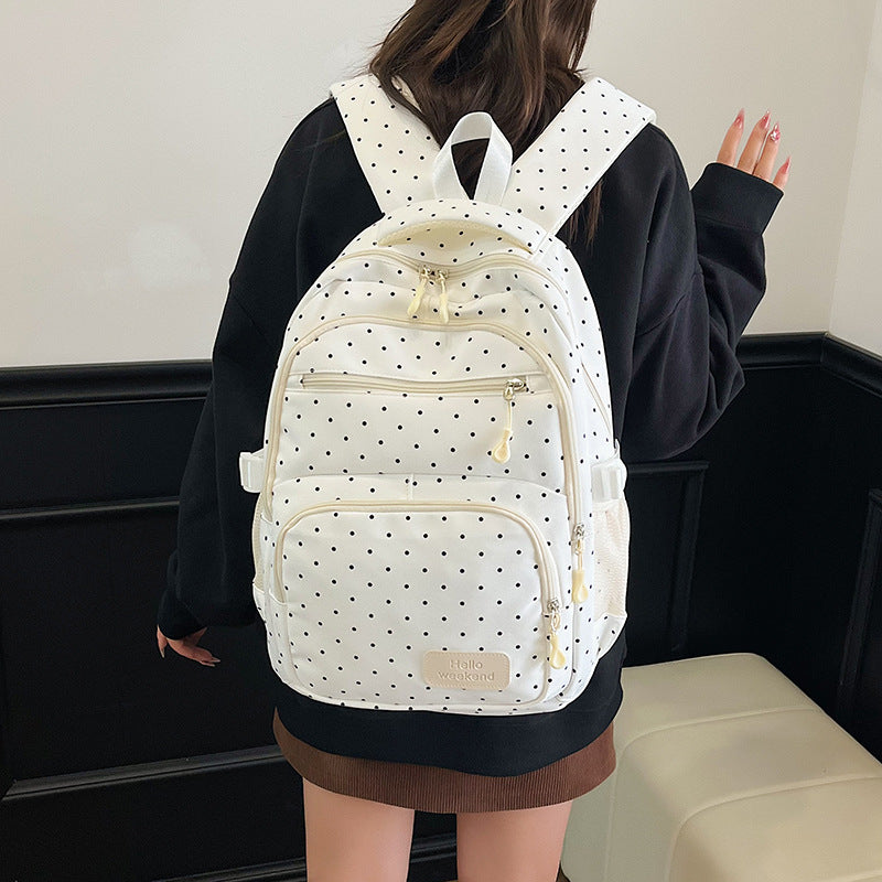 Spring Good-looking Cute Refreshing Polka Dot Large Capacity Backpacks