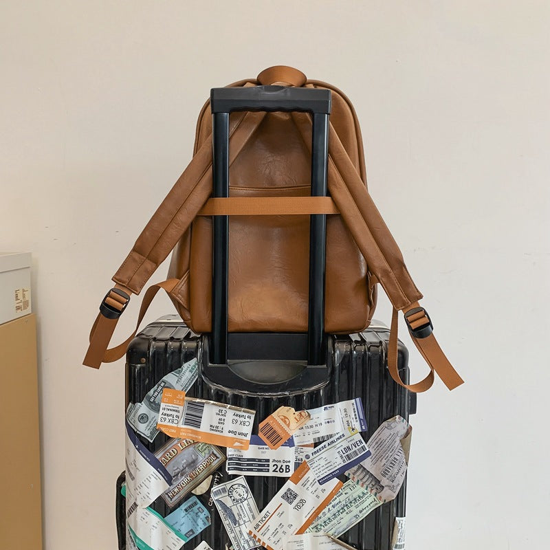 Men's & Women's British Leather Large Capacity College Trend Leisure Backpack
