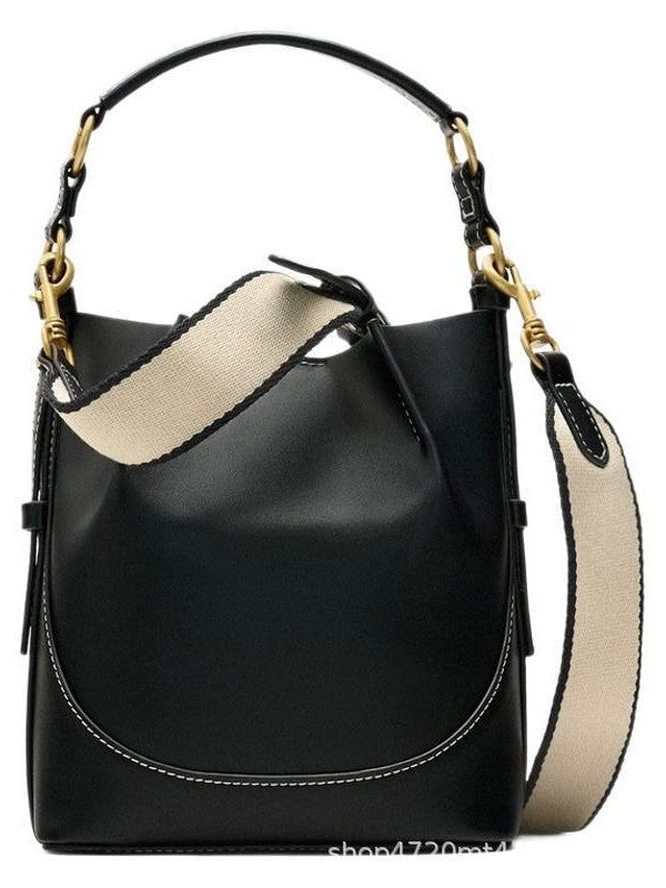 Women's Black Animal Pattern Printed Portable Bucket Bags