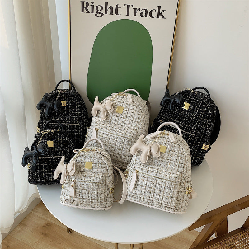 Women's Mini Textured Gold Plaid Shoulders Women's Backpack