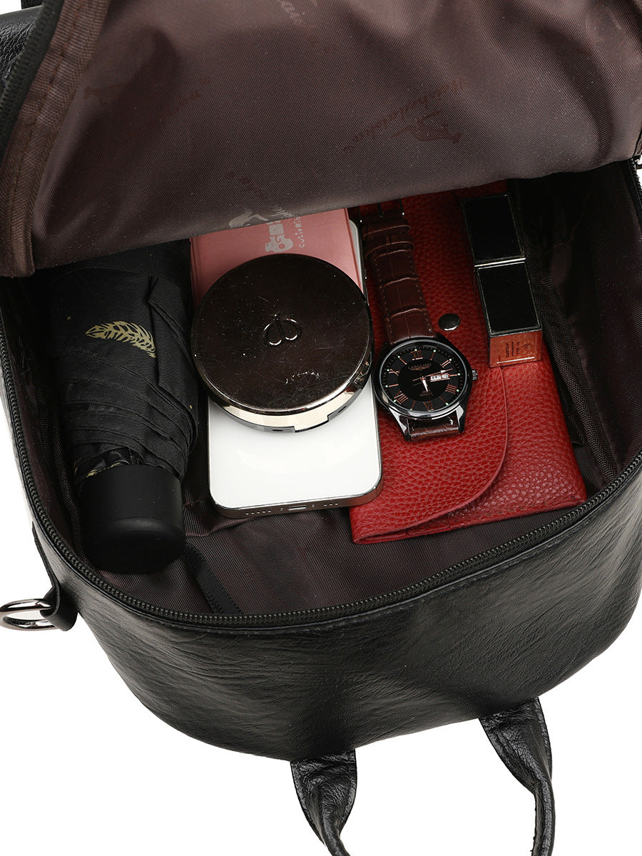 Popular Women's Leather Stylish Versatile Simple Women's Backpack