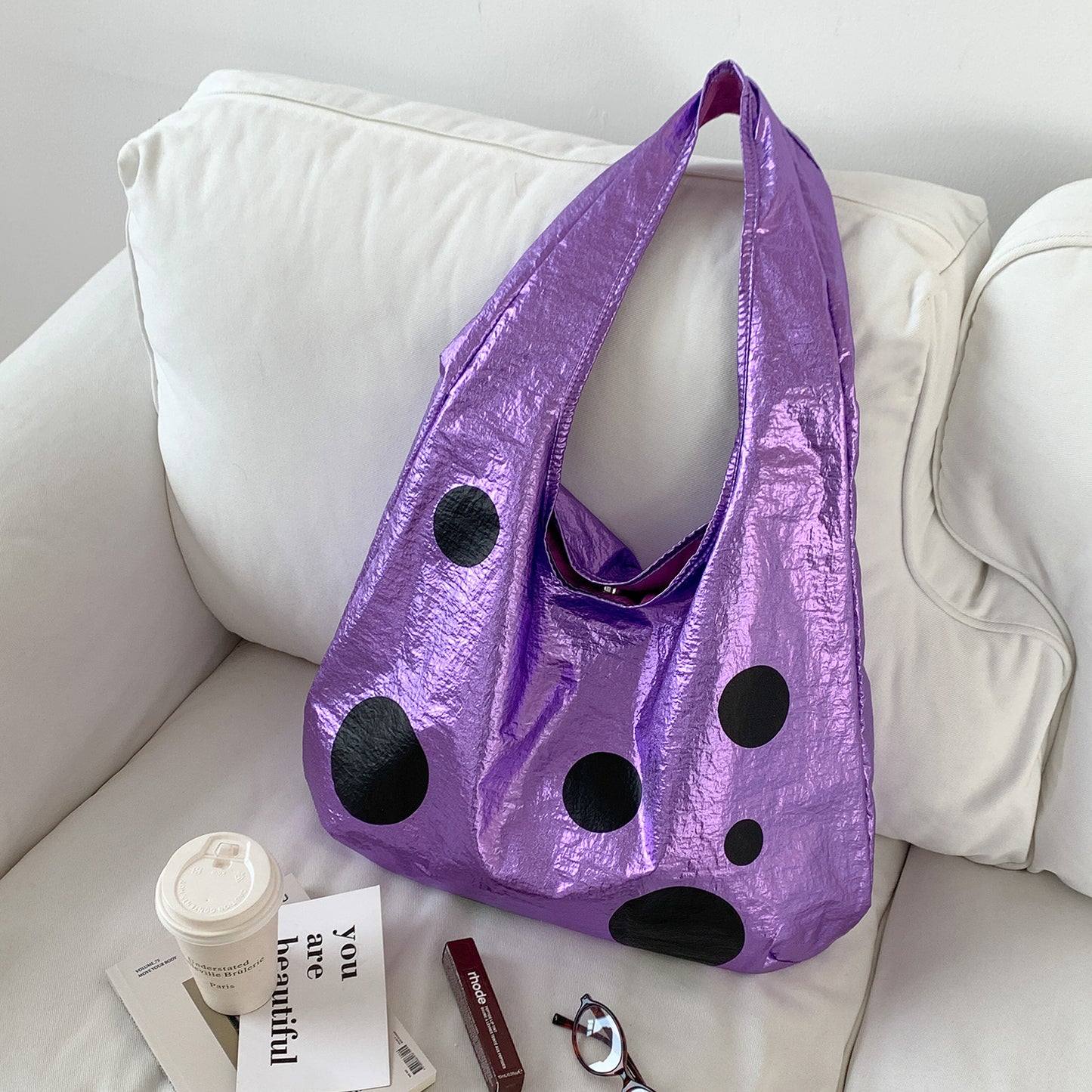 Women's Niche Polka Dot Large Capacity Lightweight Tote Bags