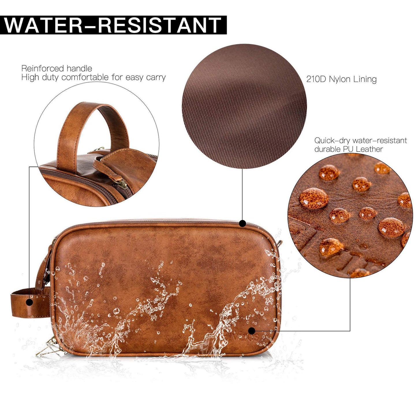 Men's Leather Wash Large Capacity Portable Retro Makeup Bag