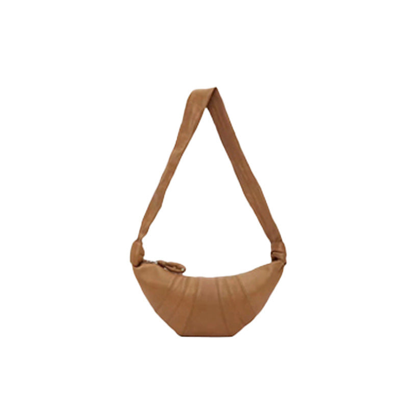 Women's Layer Cowhide Croissant Korean Style Design Women's Messenger Bag