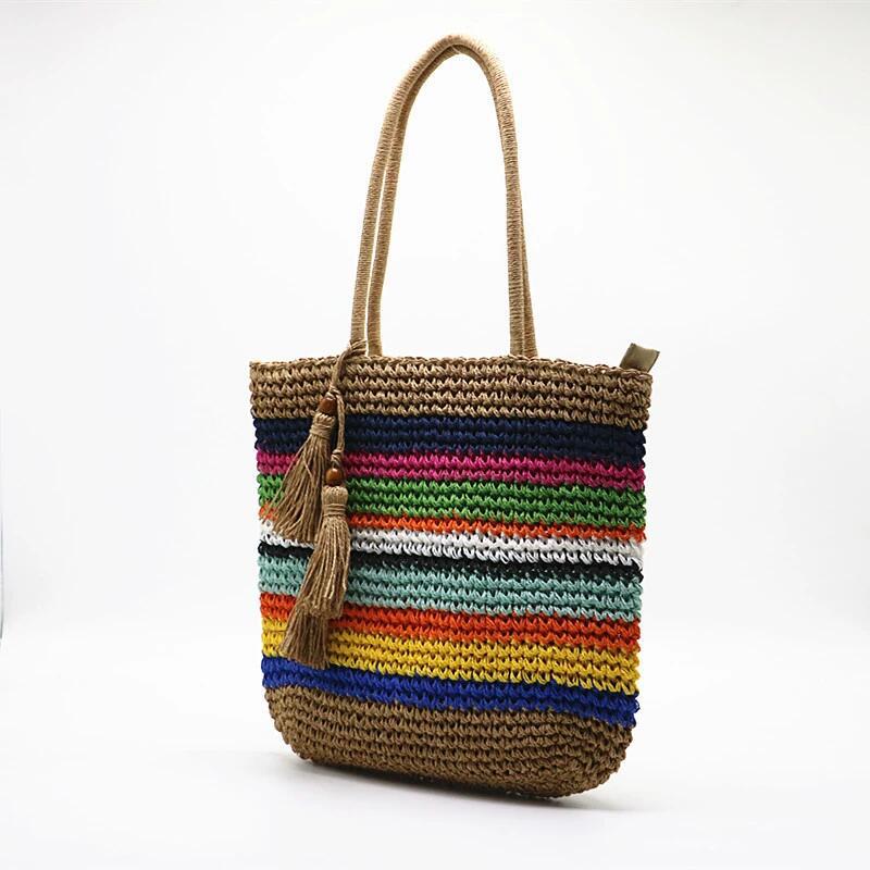 Versatile Women's Craft Colorful Woven Straw Bags