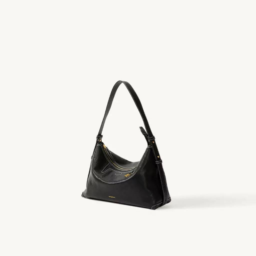 Women's Tracking Series Light Carpetbag Vegetable Tanning Leather Commuter Dumpling Underarm Bag