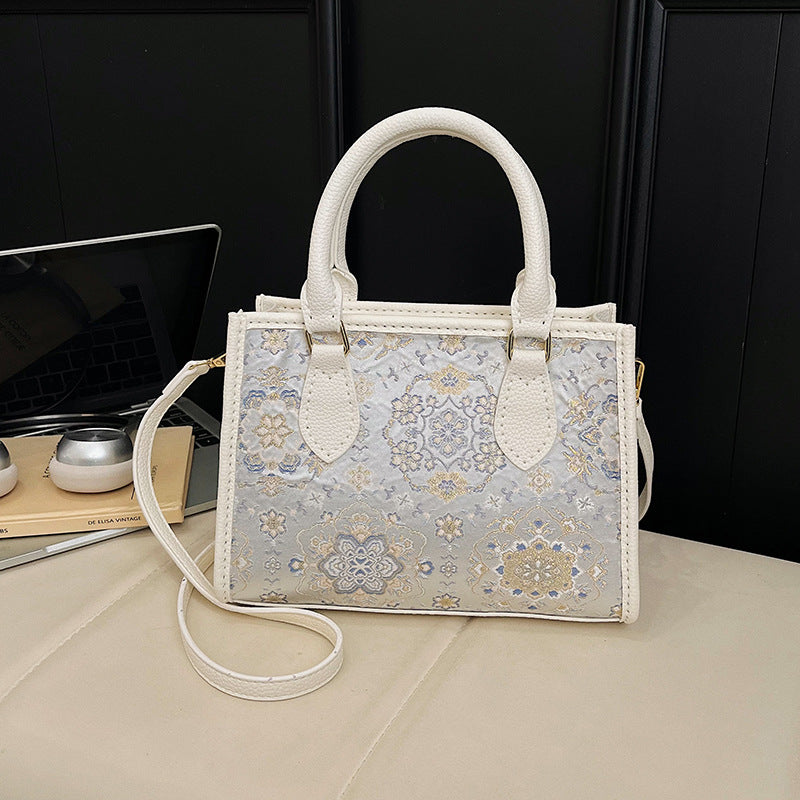 Song Dynasty Brocade Cloth Modified Female Handmade Material Chinese Tote Bag