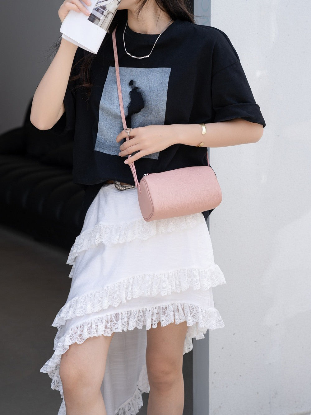 Women's Top Layer Cowhide Pen Fashion Leather Women's Handbag