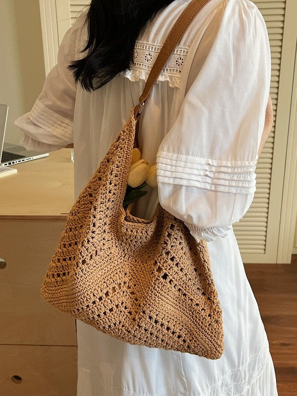Women's Large Capacity Woven Vacation Style Seaside Women's Shoulder Bag