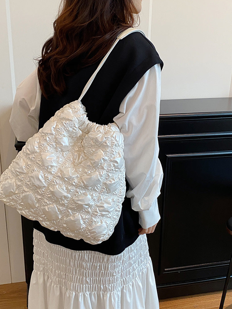 Women's Capacity Totes Niche Pleated Cloud Puff Rhombus Shoulder Bags