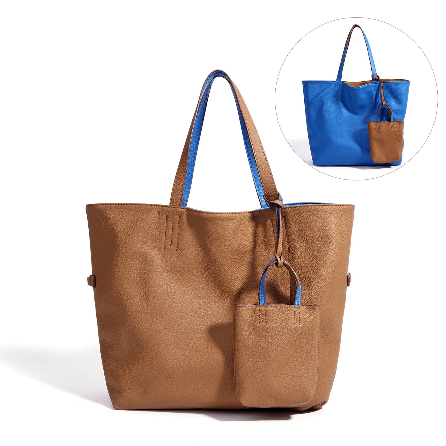 Leather Double-sided Cattlehide Surface Simple Large Bags