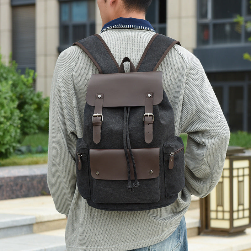 Men's Source Simple Canvas Large Capacity Retro Backpacks