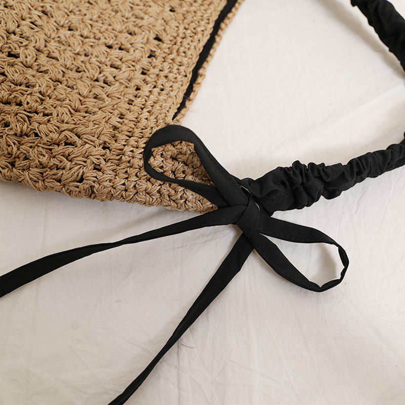 Women's Fashion Large Capacity Straw Hollow Bow Woven Seaside Bags