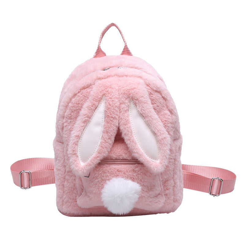 Women's Adorable Rabbit Ears Plush Winter Fashion Furry Cute Backpacks