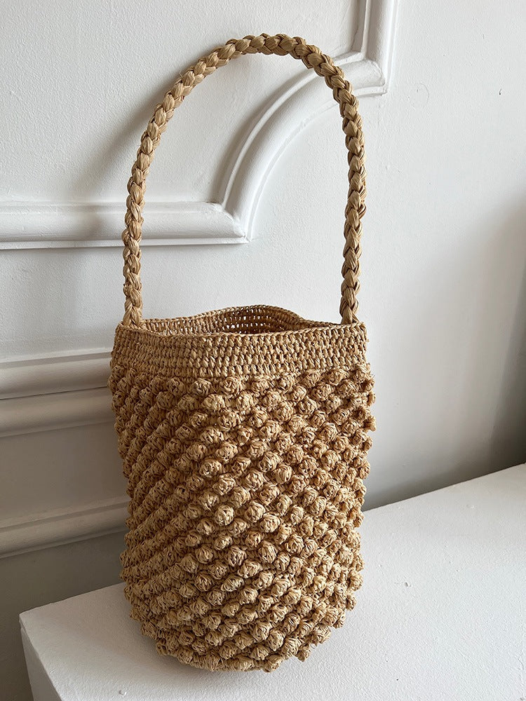 Women's Handmade Crochet Woven Summer French Artistic Portable Bags