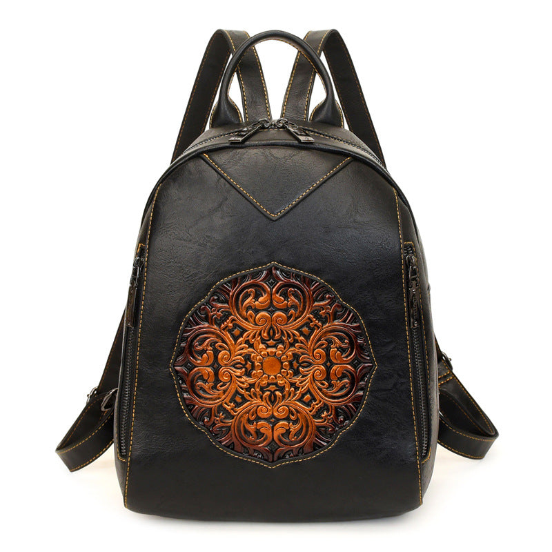 Women's Light Luxury Trendy Commute Simple Lightweight Vintage Printed Large Women's Backpack