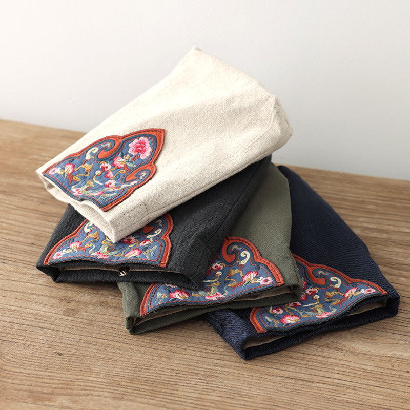 Women's Retro Cotton Linen Embroidered Chinese Style Traditional Elegant Ethnic Mobile Phone Bag