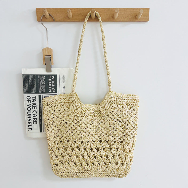 Women's Summer Hollow Woven Seaside Vacation Straw Artistic Crafts Paper Underarm Bag