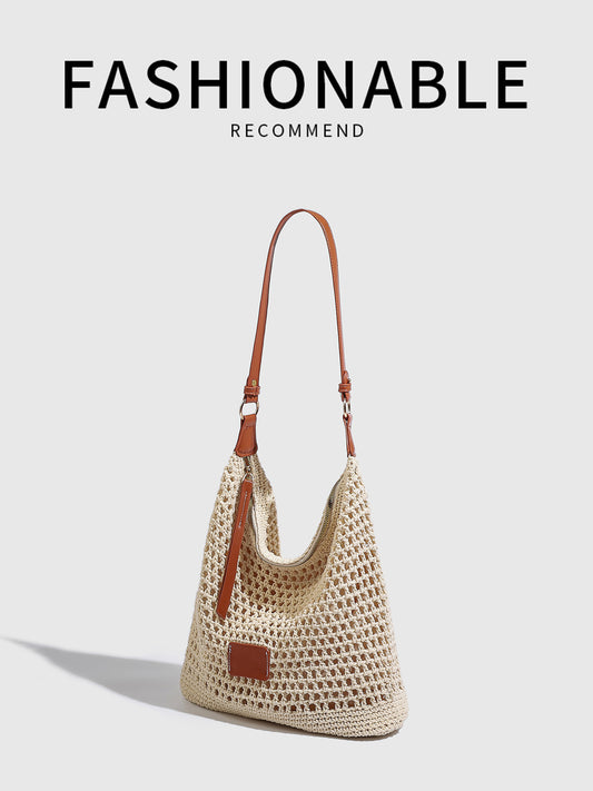 Women's Woven Hollow Summer Seaside Vacation Beach Tote Bags