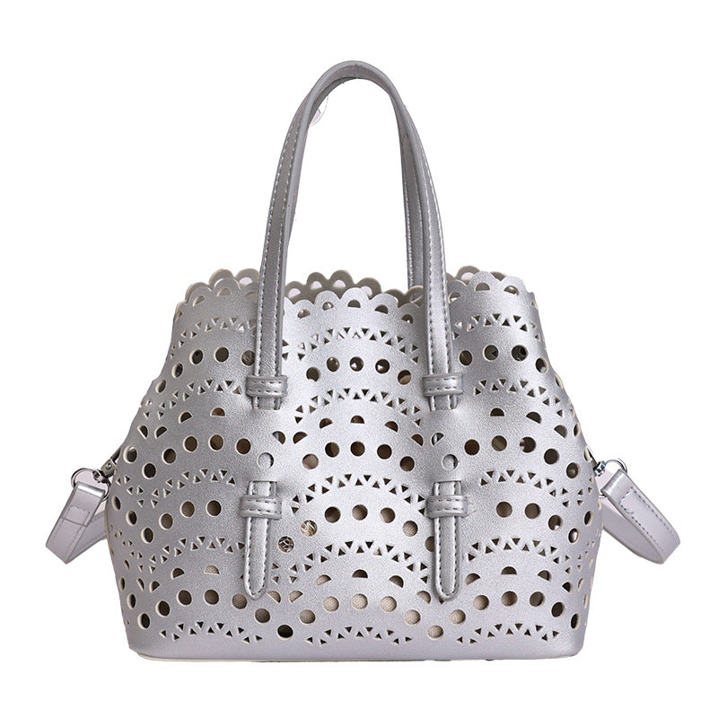 Women's Hollowed Fashion Carved Niche Korean Retro Bucket Bag