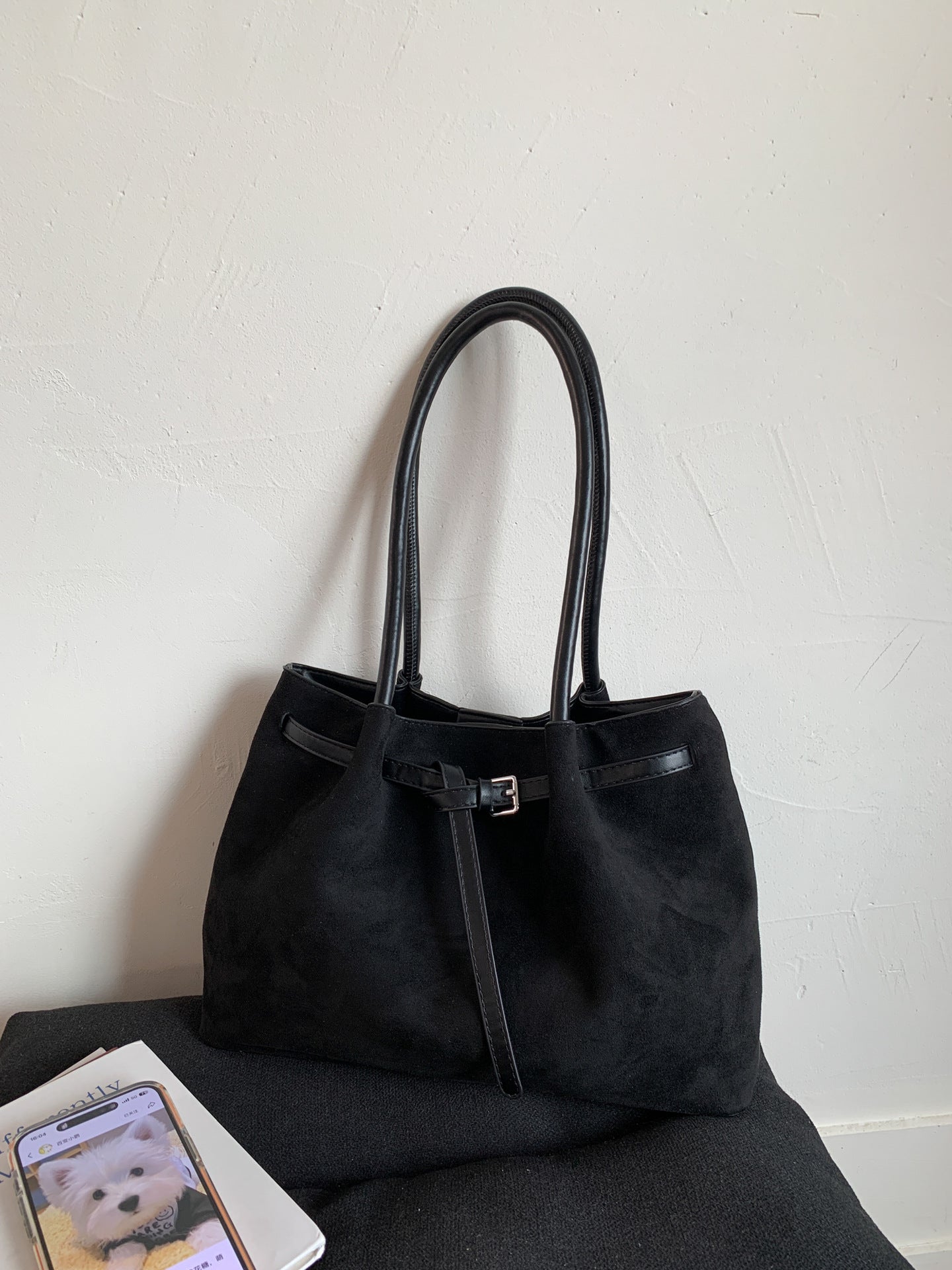 Women's Retro Suede Commuter Portable Boston Shoulder Bags