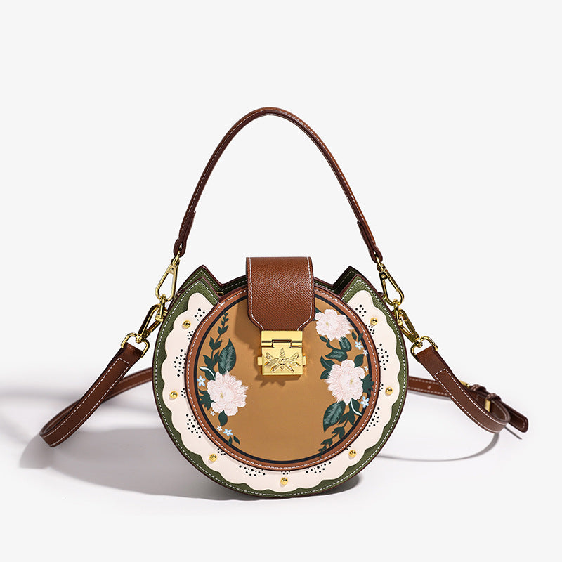 Women's Birthday Gifts High-grade Lovely Portable Round Women's Shoulder Bag
