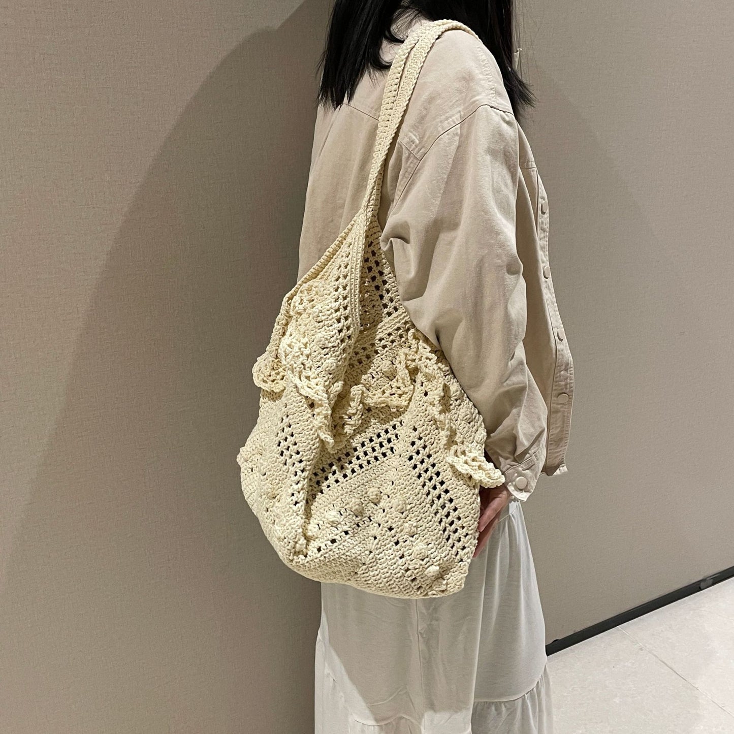 Hollow Straw French Lazy Style One Women's Shoulder Bag