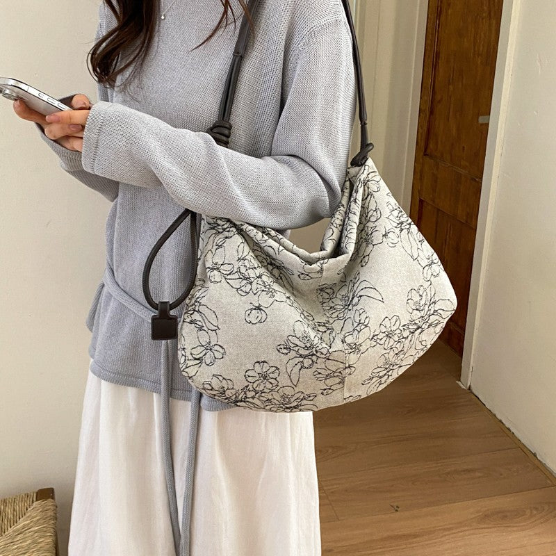 Women's Style Versatile Embroidered Summer High-grade Canvas Shoulder Bags