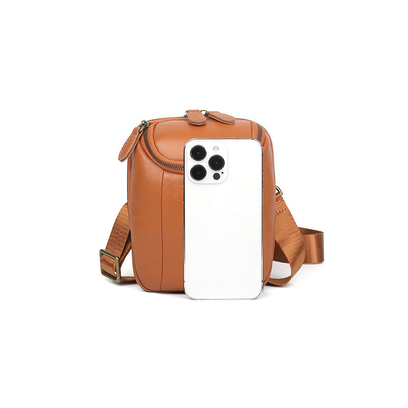 Men's First Layer Cattlehide Leather Fashion Mini Men's Messenger Bag
