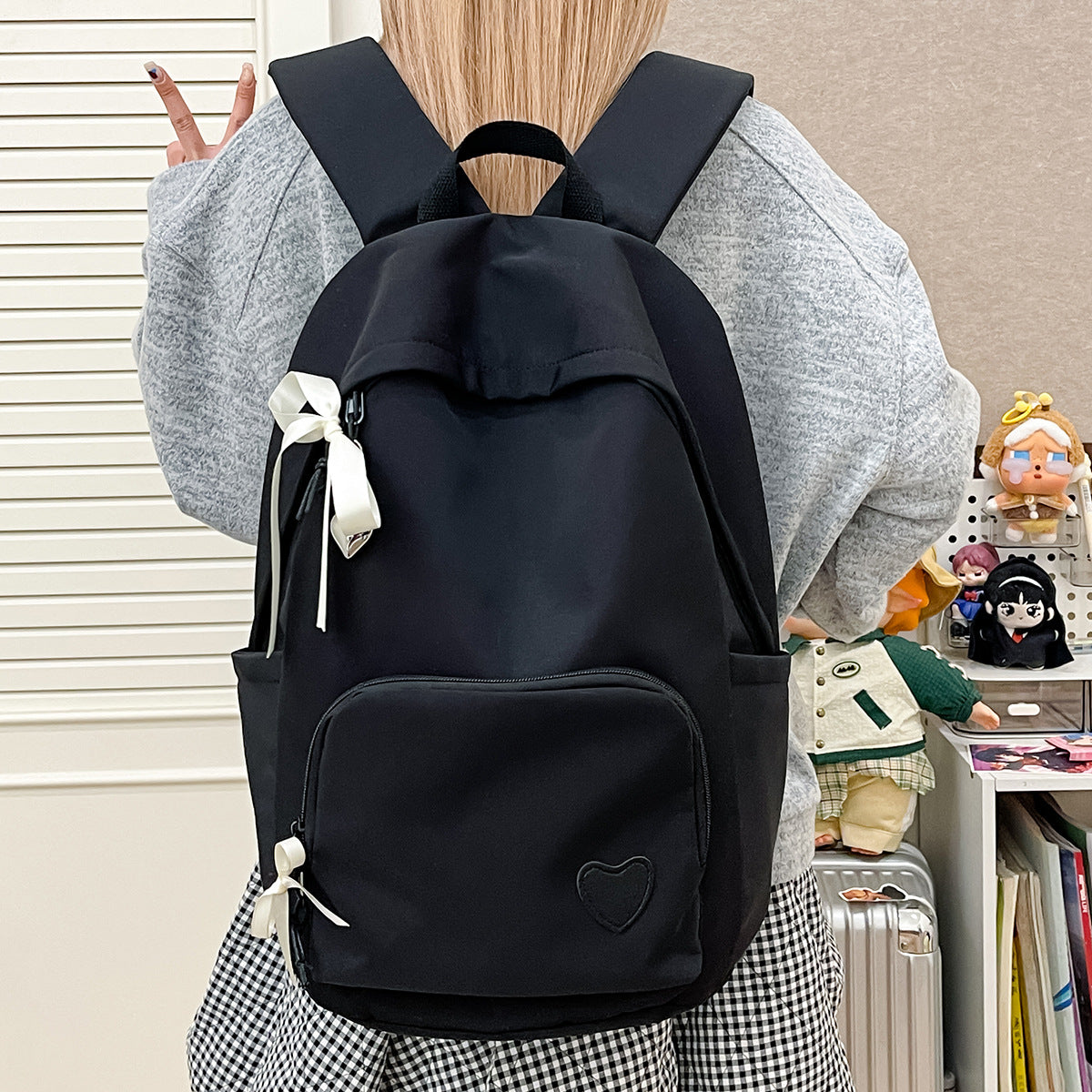 Solid Color Simple Good-looking Campus Lightweight Junior Women's Backpack