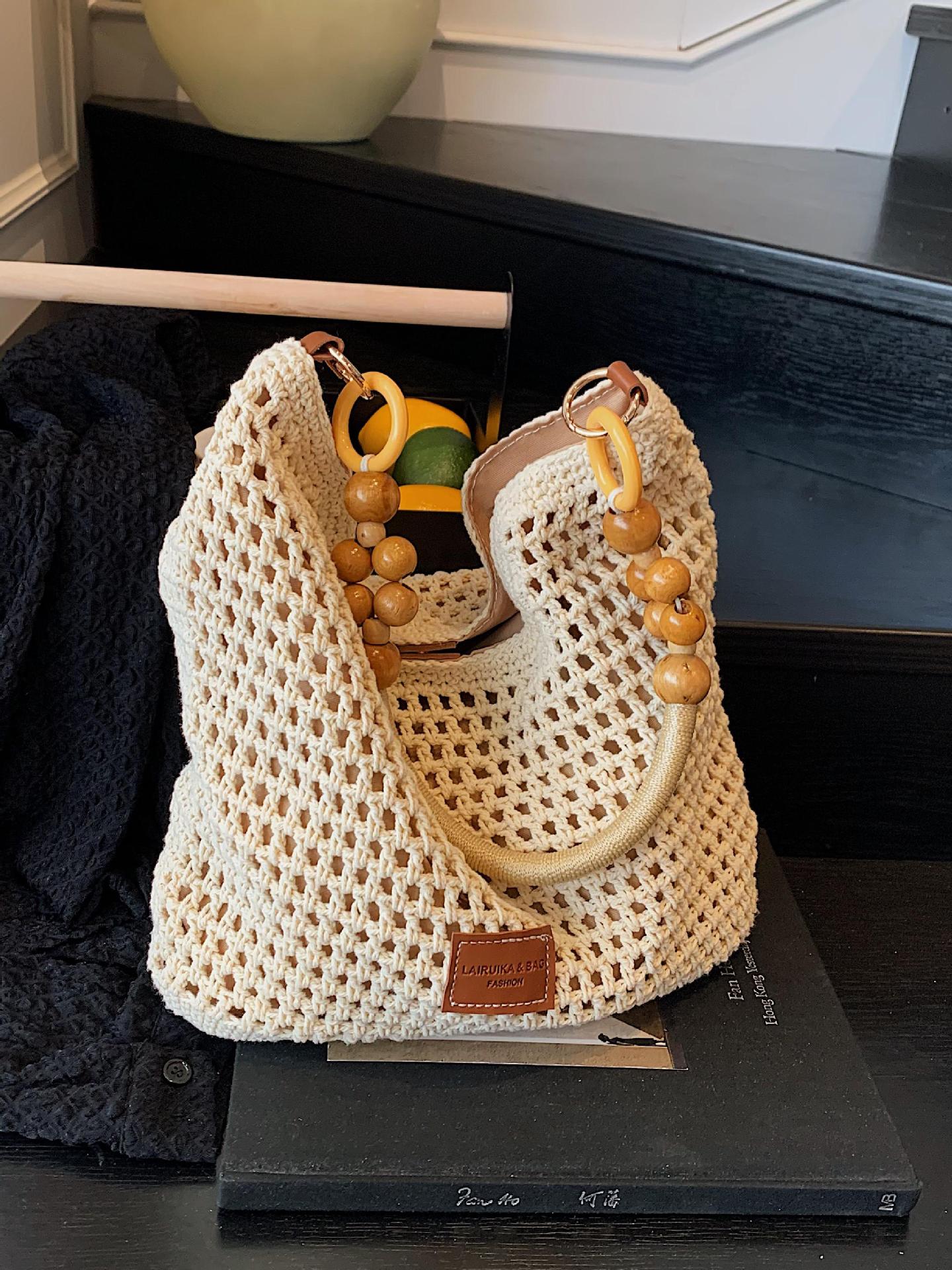 Women's Summer Popular Straw Large Capacity Seaside Play Beach Woven Tote Bag