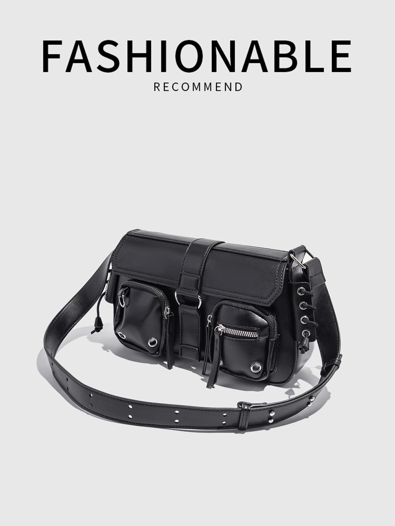 Pretty Black Advanced Texture Motorcycle Niche Underarm Bag