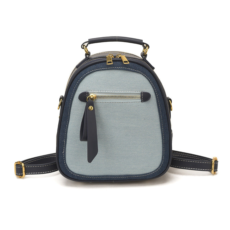 Denim Contrast Color Retro Popular College Women's Backpack