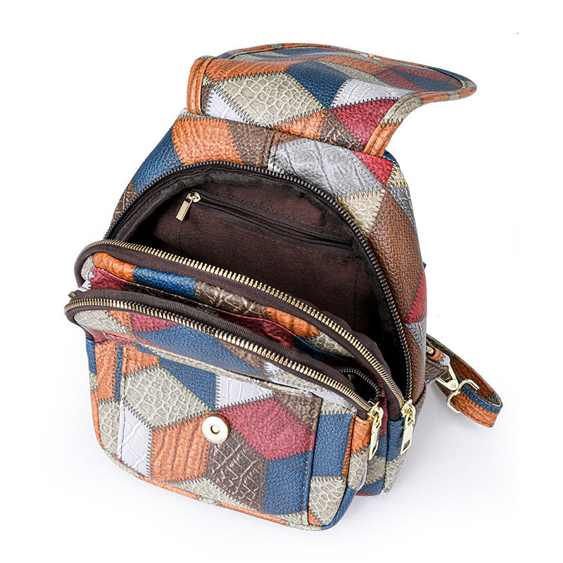 Women's Fashion Contrast Color Flip Ethnic Style Women's Backpack