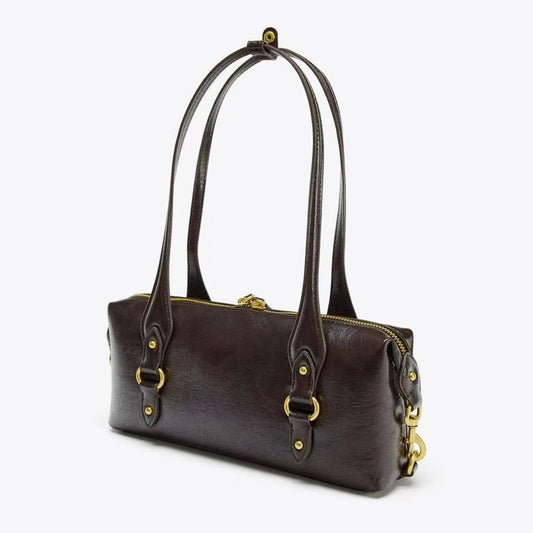 Women's Western European Fashion Cracked Effect Metal Detail Women's Shoulder Bag