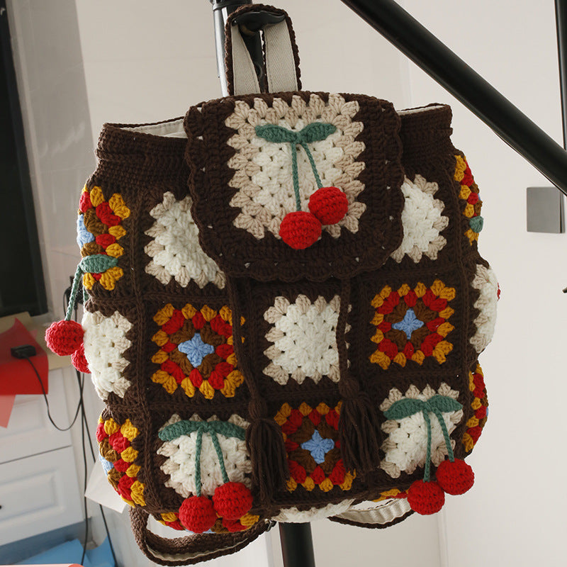 Women's Hand-woven Wool Crocheted Artistic Chinese Style Women's Backpack