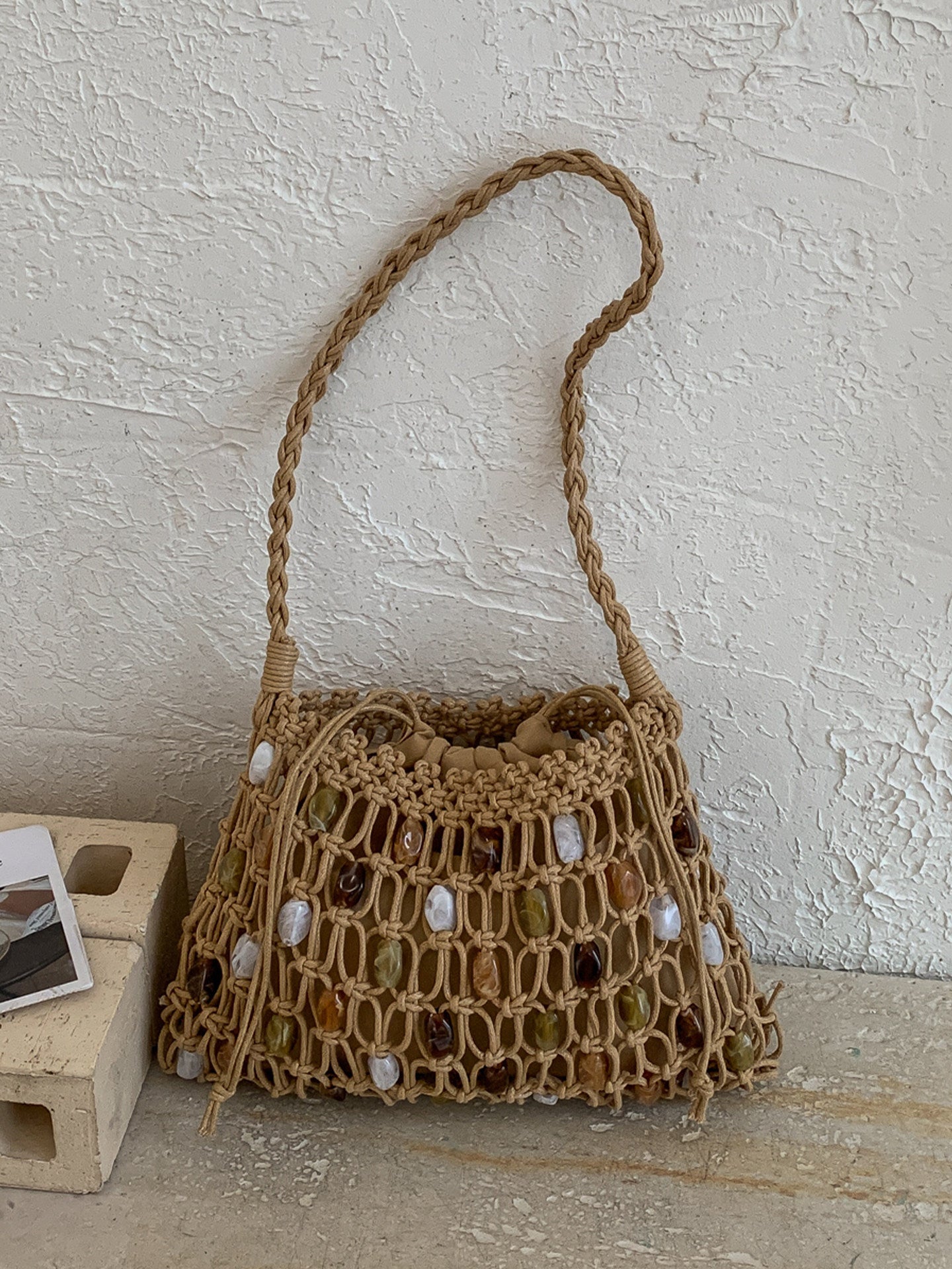 Women's Bohemian Style Hand-woven Fashion Holiday Underarm Bucket Bags