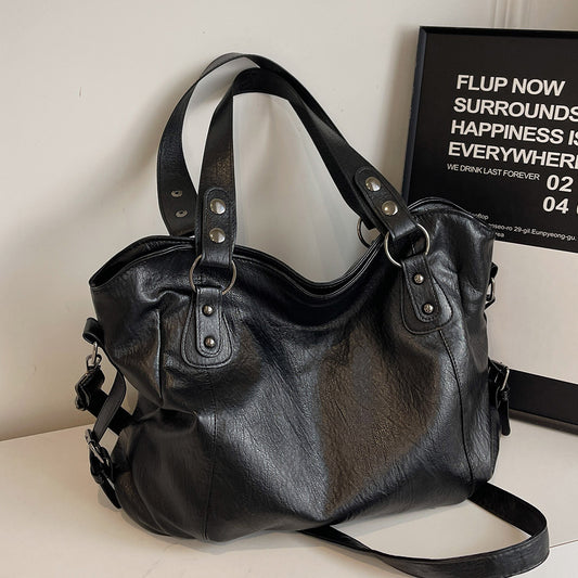 Fashion Simple Solid Color Everyday Joker Large Capacity Retro Tote Bag