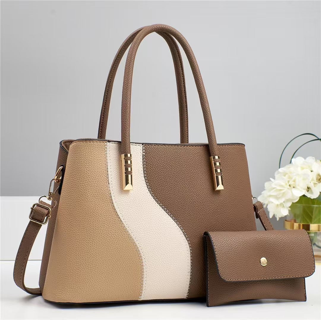 Women's Summer Color Contrast Patchwork Fashion Large Capacity Women's Handbag