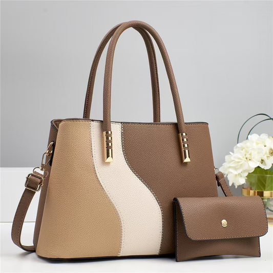 Women's Summer Color Contrast Patchwork Fashion Large Capacity Women's Handbag