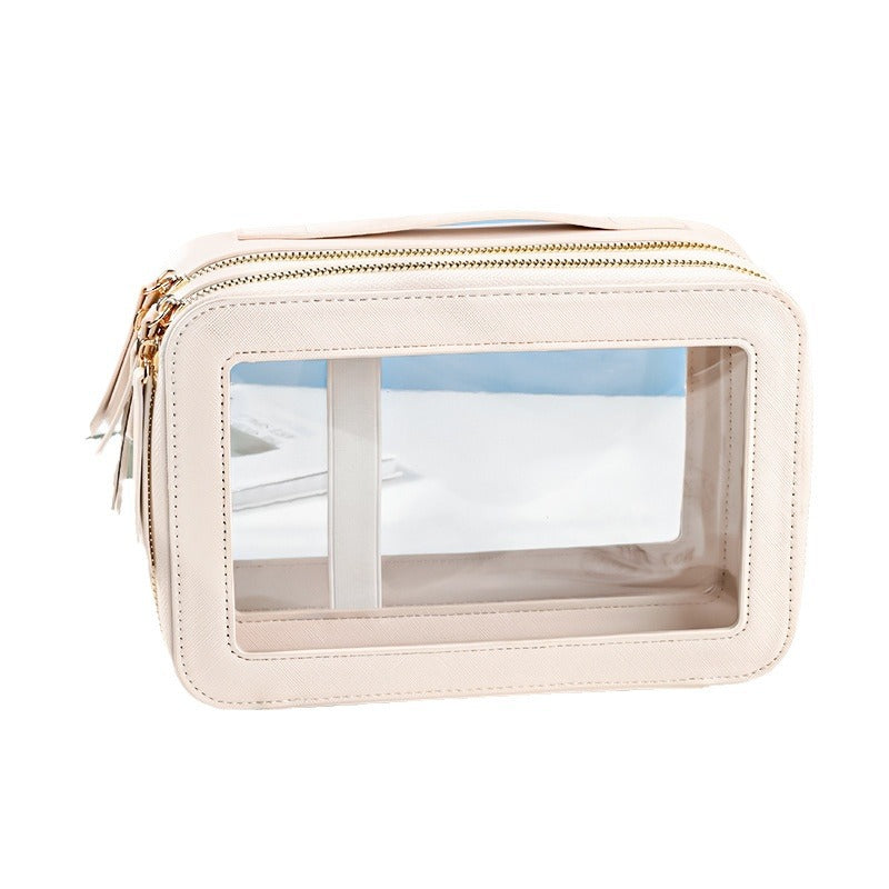 Large Capacity Waterproof Storage Portable Out Double Layer Transparent Bags