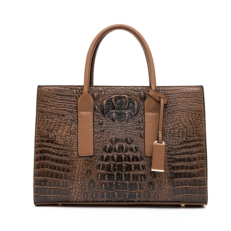 Women's Vintage Crocodile Pattern Portable Large Capacity Women's Handbag