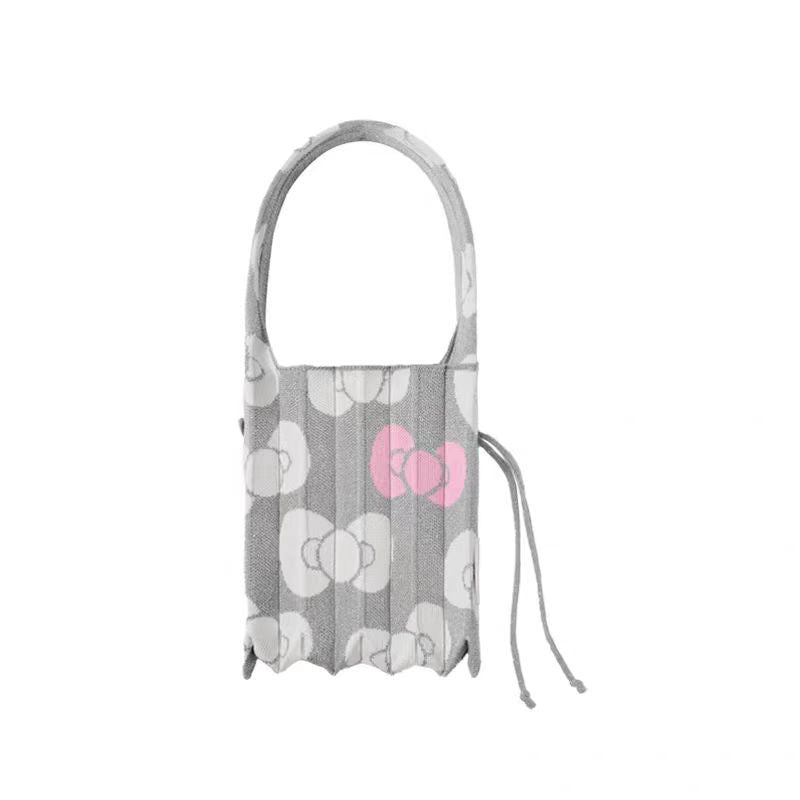Attractive Beautiful Cat Pleated Knitted File Women's Handbag
