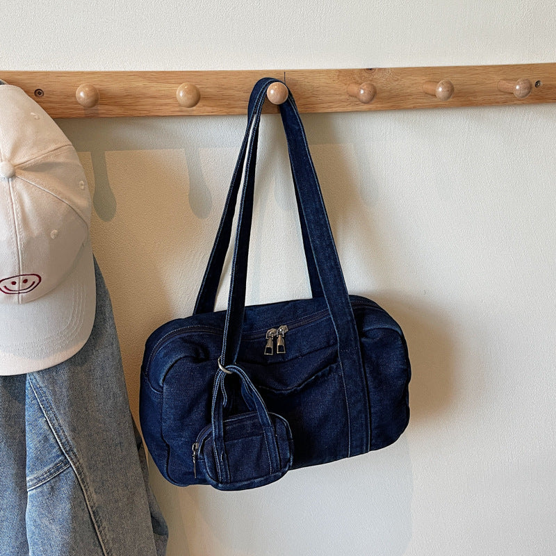 Women's Denim Retro Washed Niche Storage Multifunctional Women's Shoulder Bag