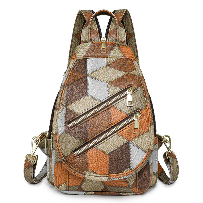 Women's Fashion Contrast Color Flip Ethnic Style Women's Backpack