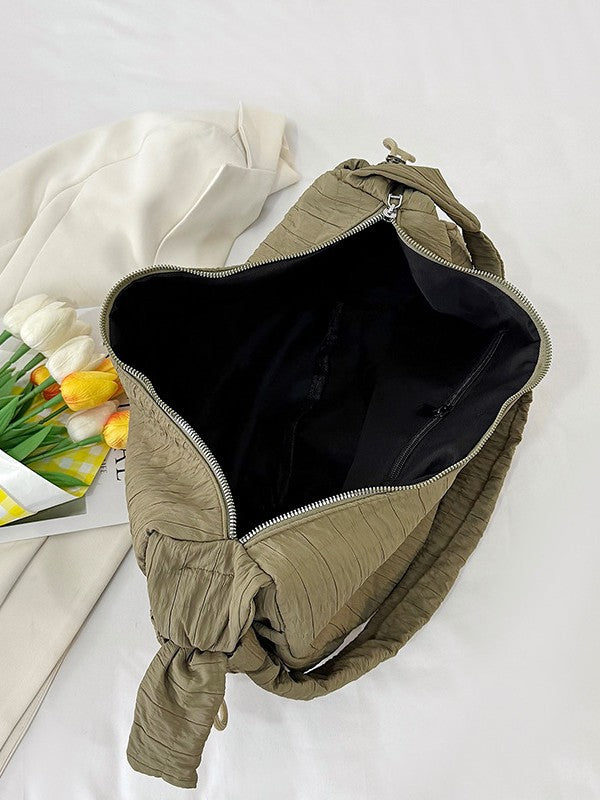 Women's Good-looking Design Striped Pleated Dumpling Lightweight Women's Messenger Bag
