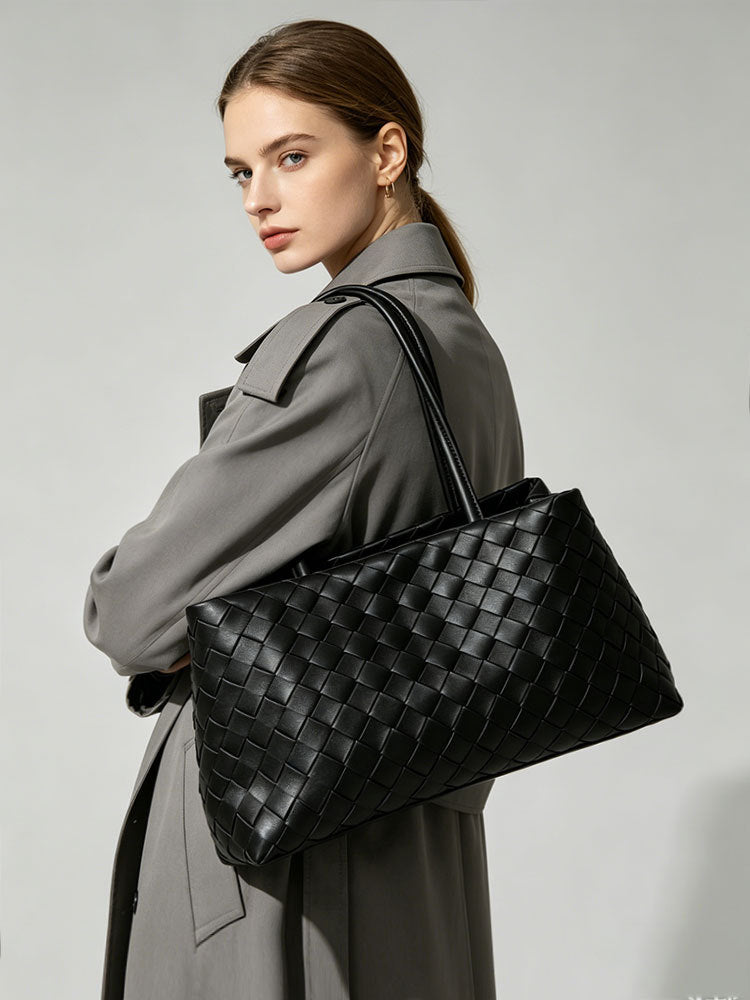Women's Fashion High Sense Woven Simple Large Capacity Tote Bag