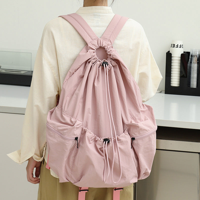Leisure Artistic Canvas Fashionable Pleated Nylon Backpacks