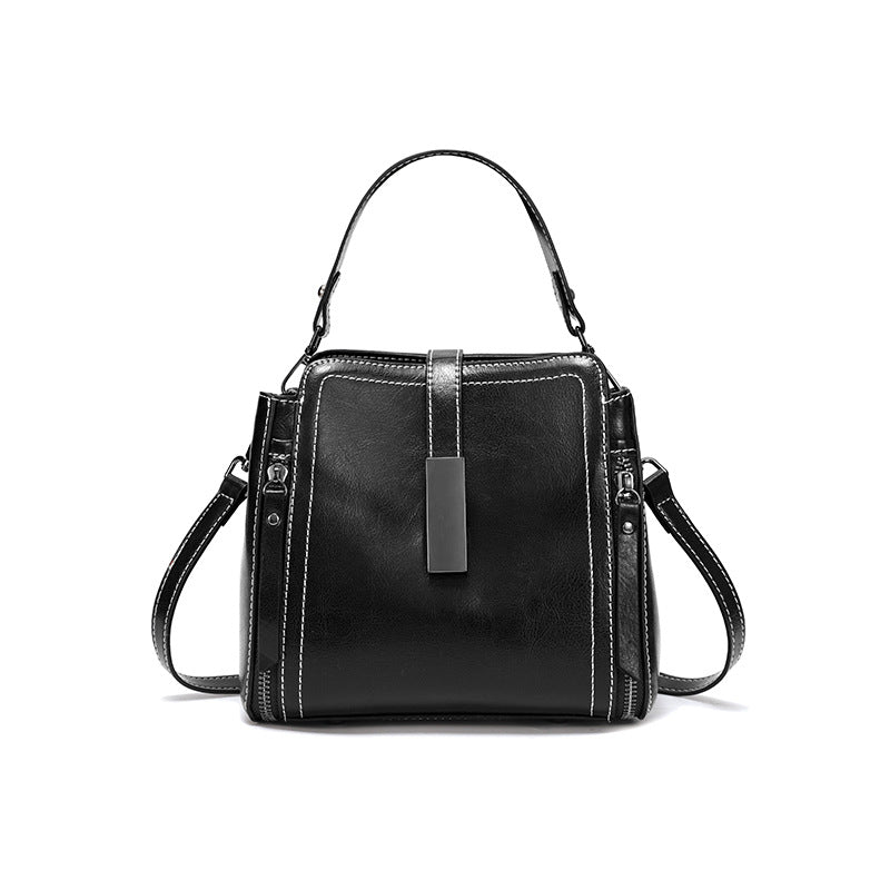 Women's Cowhide Fashion Trendy Retro Temperament Commute Women's Shoulder Bag