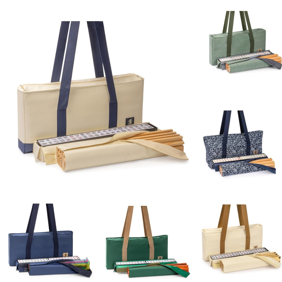 Canvas Portable Three-piece Mahjong Storage Wash Makeup Bag